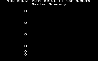 The Duel: Test Drive II (DOS) screenshot: Initial Scores (EGA, Default)