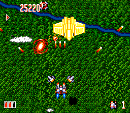 Override (TurboGrafx-16) screenshot: Spreading fire. Angry boss