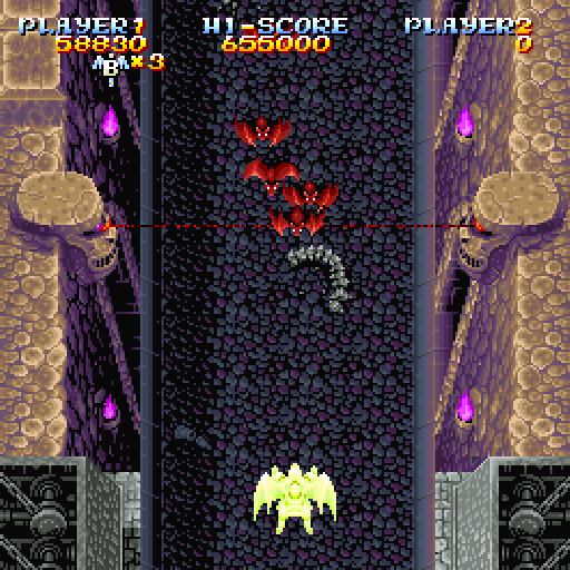 Sorcer Striker (Sharp X68000) screenshot: Bats, tripwires... oh my!..