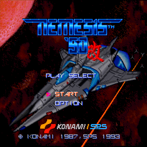 Nemesis '90 Kai (Sharp X68000) screenshot: Title screen B + Main menu