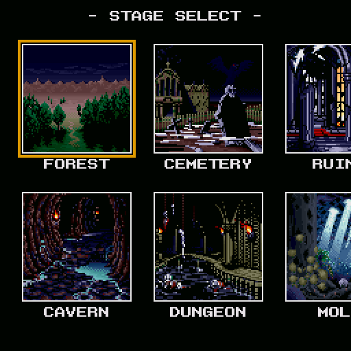Undead Line (Sharp X68000) screenshot: Stage selection