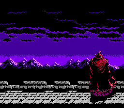 Ninja Gaiden II: The Dark Sword of Chaos (NES) screenshot: Opening cinematic - Ashtar strikes a pose.