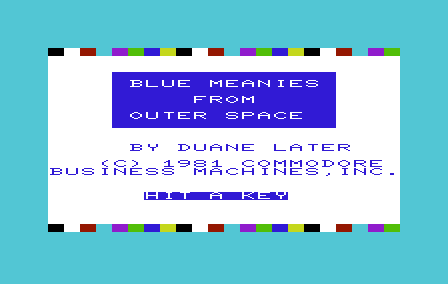 Blue Meanies From Outer Space (VIC-20) screenshot: Title screen