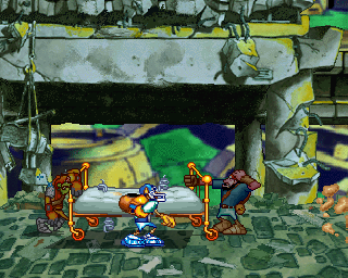 Three Dirty Dwarves (SEGA Saturn) screenshot: Bouncing Bed stage