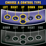 Saturn Strike (Palm OS) screenshot: Control type selection