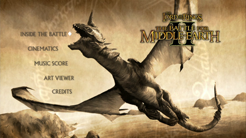 The Lord of the Rings: The Battle for Middle-earth II (Collector's Edition) (Windows) screenshot: Bonus DVD Main Menu.