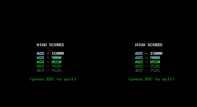 Gridfighter 3D (DOS) screenshot: The resulting high scores