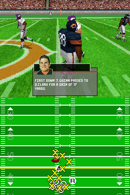 Madden NFL 2005 (Nintendo DS) screenshot: Nice pass up the middle -- first down!