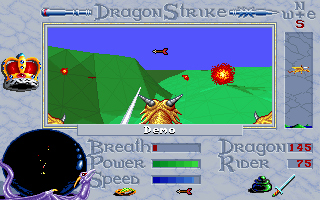 DragonStrike (DOS) screenshot: Front View: Evading dragonbreath blasts