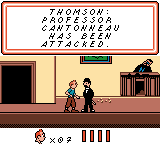 Tintin: Le Temple du Soleil (Game Boy Color) screenshot: Thomson has bad news.