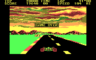 Pole Position II (DOS) screenshot: Game Over (CGA)