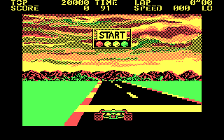 Pole Position II (DOS) screenshot: Start (CGA)