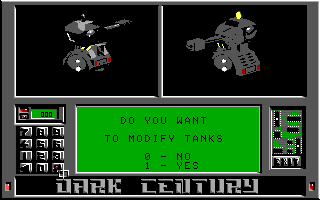 Dark Century (DOS) screenshot: Modify tanks? (EGA)