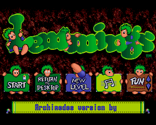 Lemmings (Acorn 32-bit) screenshot: Title screen