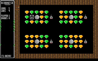 Bloxinies II (DOS) screenshot: A round-robin rat race