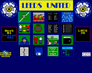 Leeds United Champions! (Acorn 32-bit) screenshot: Main screen
