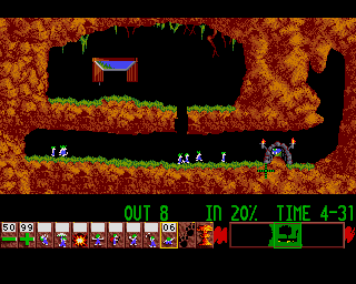 Lemmings (Acorn 32-bit) screenshot: Level 1