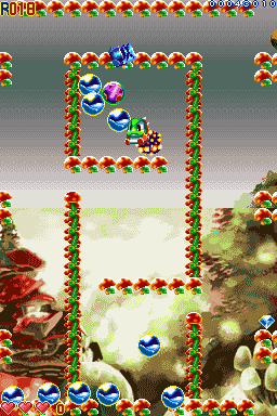 Bubble Bobble Revolution (Nintendo DS) screenshot: If you take too long clearing a stage it will start becoming even more difficult.