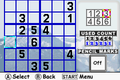 Sudoku Fever (Game Boy Advance) screenshot: Sudoku Mini