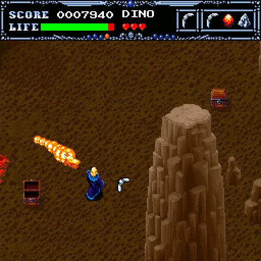 Undead Line (Sharp X68000) screenshot: Wizard tries to throw a boomerang