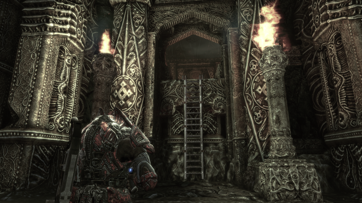 Gears of War 2: Dark Corners Multiplayer Map Pack (Xbox 360) screenshot: Road to Ruin - One of the many, many stairs we'll have to climb