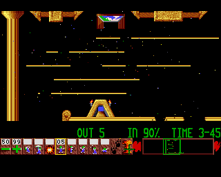 Lemmings (Acorn 32-bit) screenshot: Blowing up the lemmings is most fun
