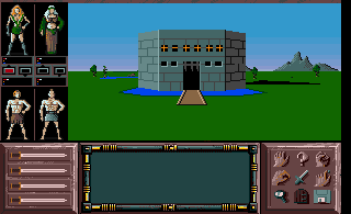 Drakkhen (Amiga) screenshot: Approaching a small castle.