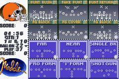 Madden NFL 2003 (Game Boy Advance) screenshot: The play-calling screen