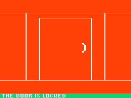 Adventure Trilogy (TRS-80 CoCo) screenshot: The door is locked