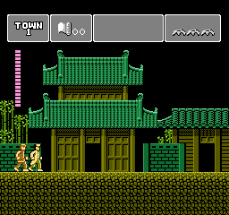 Phantom Fighter (NES) screenshot: Arriving With Your Pupil In A Chinese Town Taken By Phantoms