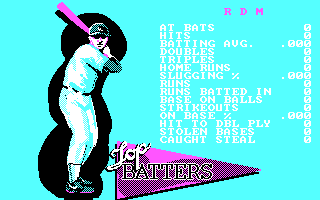 Strike Zone Baseball (DOS) screenshot: Top Batters (CGA)