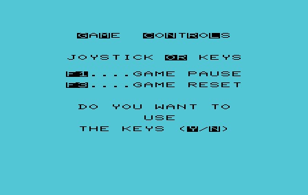 Rockman (VIC-20) screenshot: Control options