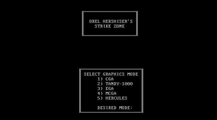 Strike Zone Baseball (DOS) screenshot: Select Graphic Mode