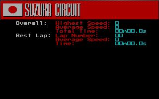 The Cycles: International Grand Prix Racing (DOS) screenshot: Result of Suzuki Circuit (Practice Mode) (CGA)
