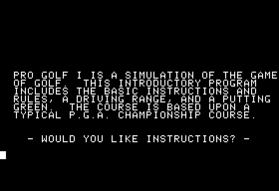 Pro Golf 1 (Apple II) screenshot: Introduction