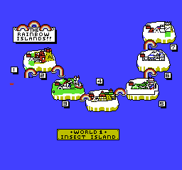 Rainbow Islands (NES) screenshot: A map of the Rainbow Islands
