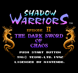 Ninja Gaiden II: The Dark Sword of Chaos (NES) screenshot: European title screen