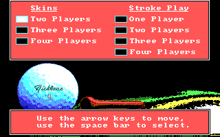 Jack Nicklaus' Greatest 18 Holes of Major Championship Golf (DOS) screenshot: Select Player (EGA/Tandy/VGA)