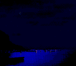 Hyaku Monogatari: Honto ni Atta Kowai Hanashi (TurboGrafx CD) screenshot: Mysterious lake at night