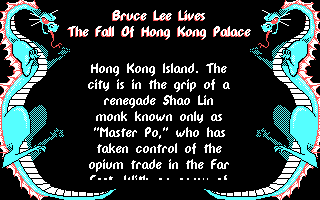 Bruce Lee Lives (DOS) screenshot: Story (CGA)