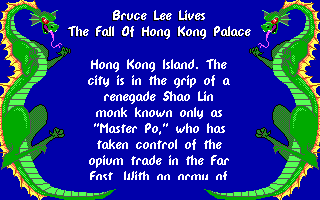Bruce Lee Lives (DOS) screenshot: Story (EGA)