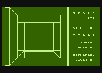 Monster Maze (Atari 8-bit) screenshot: A hole leading to the next level