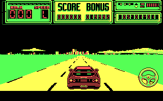 F40 Pursuit Simulator (DOS) screenshot: Begin (CGA)