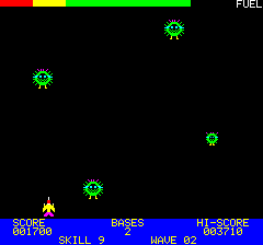 Xenon 1 (Oric) screenshot: Watch out so they don't crash into you