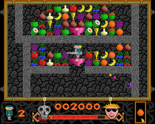 Asylum (Acorn 32-bit) screenshot: This zone has the pick ups are fruit