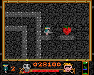 Asylum (Acorn 32-bit) screenshot: That's a big strawberry