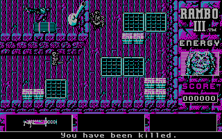 Rambo III (DOS) screenshot: You had been Killed. (CGA)