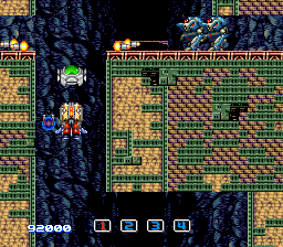 Image Fight II: Operation Deepstriker (TurboGrafx CD) screenshot: Here you must carefully fly through those corridors. You use a yellow weapon to fire sideways; an efficient way to eliminate those robots