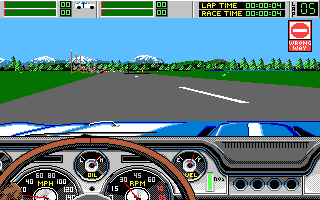 Stunt Driver (DOS) screenshot: Wrong Way (VGA 16 colors)
