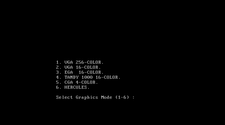 Stunt Driver (DOS) screenshot: Select Graphic Mode